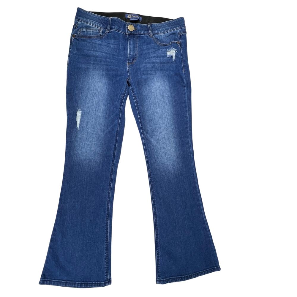 DEMOCRACY Ab Solution Jeans Women 12P Blue Bootcut Distressed Stretch Denim